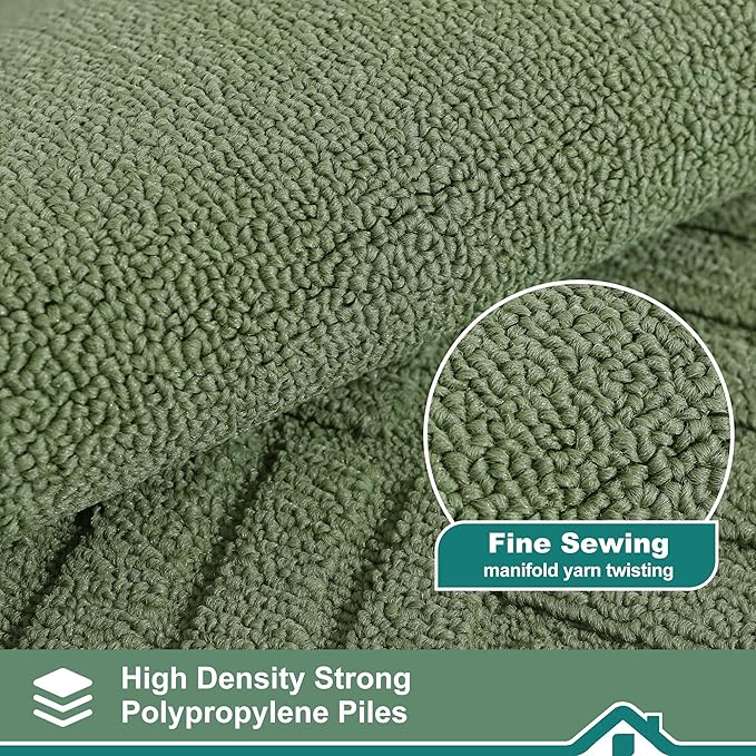 BEQHAUSE-Kitchen-Rugs-Non Slip-Kitchen-Mats-for-Floor Machine Washable Kitchen Rugs Absorbent Kitchen Carpet with TPR Non Skid Backing,Green, 20”x30”