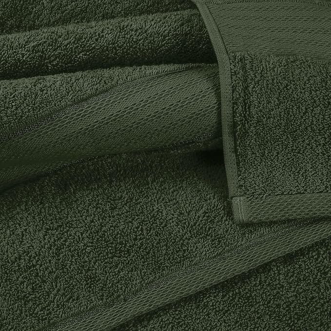 GLAMBURG 700 GSM Premium Cotton 2-Pack Oversized Extra Large Bath Sheet Set - 100% Combed Cotton - 2 Bath Sheets 35x70 - Luxury Hotel & Spa Quality - Durable Ultra Soft Highly Absorbent - Olive Green