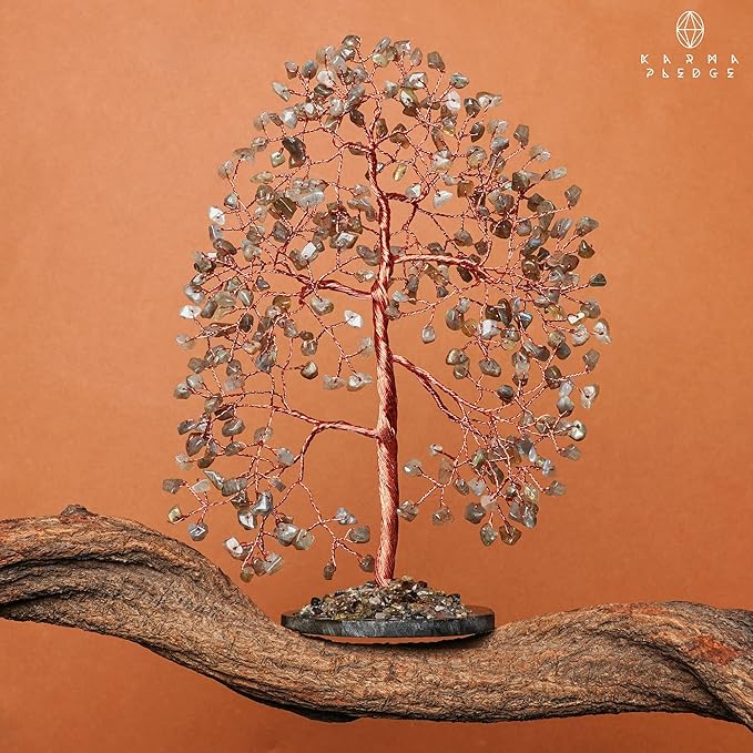 Crystal Trees for Home and Office Decoration, Labradorite Chakra Healing Crystals Feng Shui Handmade Trees for Positive Energy, Money, Good Luck, Christmas Decor, Birthday Gifts for Women, Mom