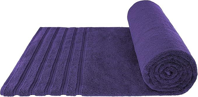 American Soft Linen 35x70 Jumbo Large Bath Towels, 600 GSM 100% Cotton Turkish Bath Sheet, Oversized Luxury Bath Towels for Bathroom Beach and Pool, Purple