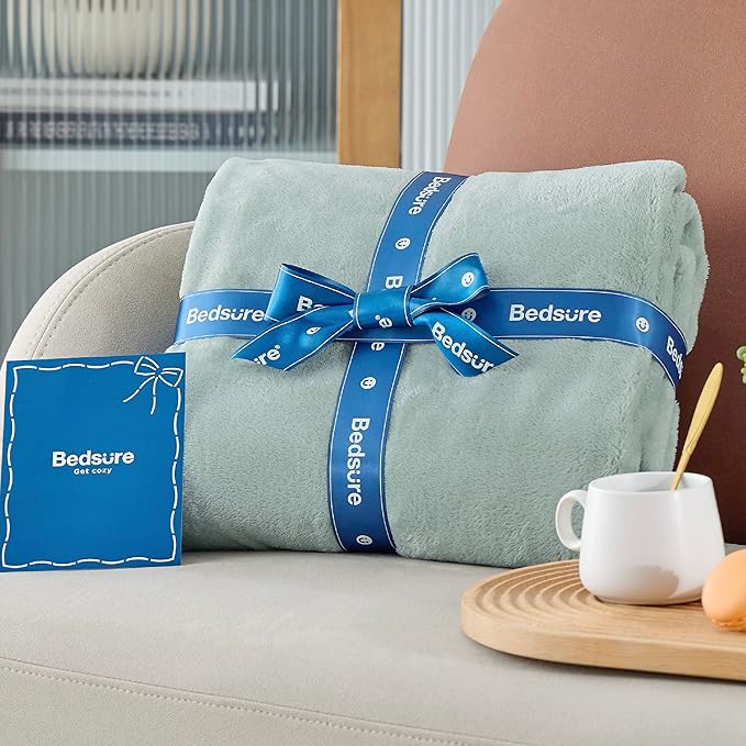 Bedsure GentleSoft Bedding Fleece Blanket for Girls and Boys - Soft Cozy Cute Small Throw Blankets for Travel, 43x55 Inches, Sage Green