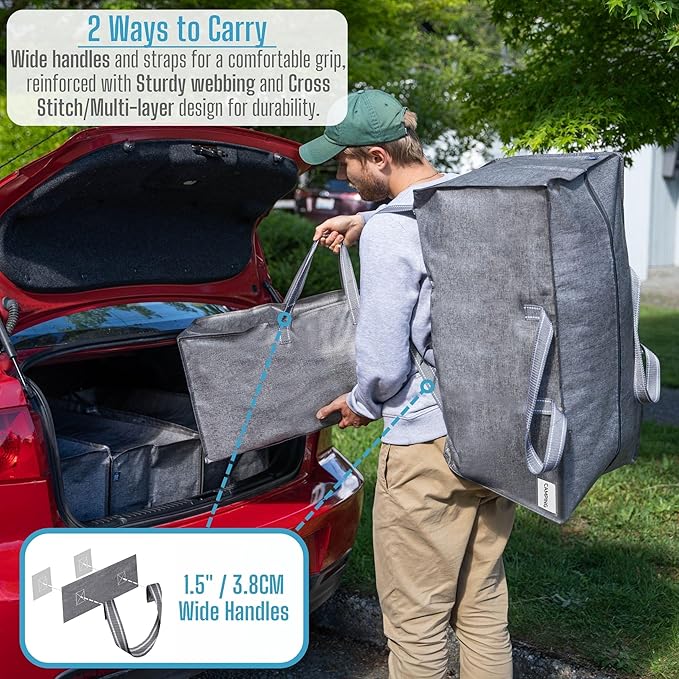 VENO 6 Pack Moving Bags w/Backpack Straps, Heavy Duty, Moving Boxes Alternative, Packing Supplies, Large Storage Totes for Dorm Room Essentials with Zipper for Clothes (Gray, 6 Pack)