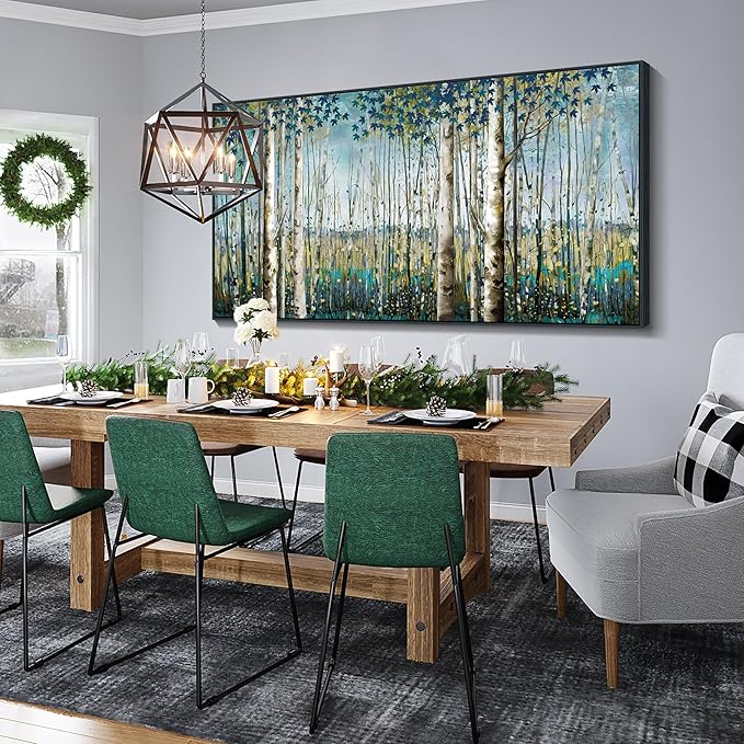 Pogusmavi Forest Wall Decor Green Wall Art Room Decor Framed Artwork For Walls Modern Home Decor Large Wall Art Pictures For Living Room Wall Decoration Art Print Forest Wall 29×58 Blacke Framed