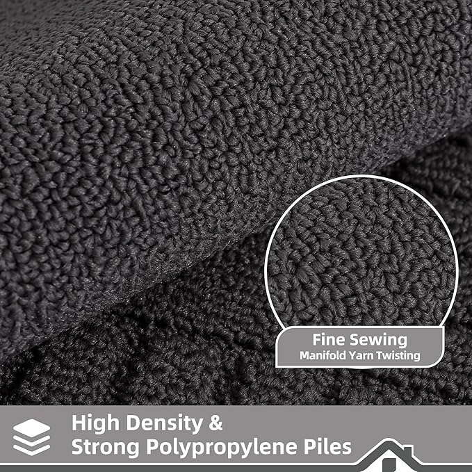 BEQHAUSE-Kitchen-Rugs-and-Mats,2 PCS Non Slip Kitchen Floor Mat,Absorbent Kitchen Mat Set Machine Washable Kitchen Runner Rug Black Kitchen Mat 20x30inch/20x48inch