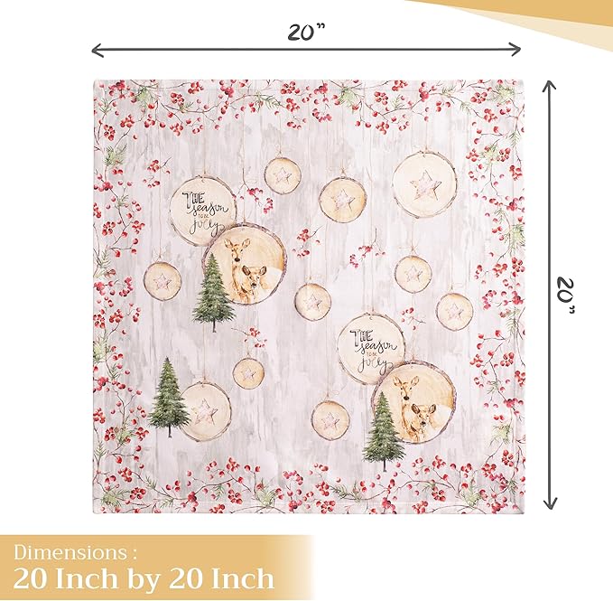 Maison d' Hermine Cloth Napkins Set of 4 100% Cotton Everyday Reusable Square Napkins Cloth Washable, Dinner, Party, Wedding, Restaurant (Mountain Life, 20" x 20")