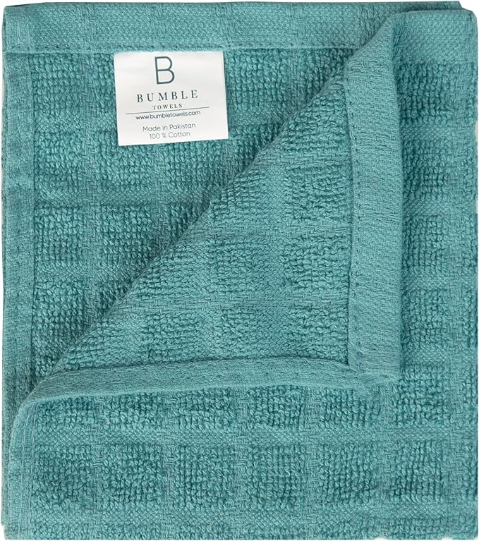 Premium Dish Towels (12”x 12”, 8 Pack) | Cotton Kitchen Hand Towels | Kitchen Towels | Highly Absorbent Tea Towels Set | Aqua