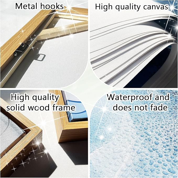 Large Framed Canvas Wall Art - Abstract Modern Artwork for Living Room Decor, 30x60 Blue Ocean Coastal Theme