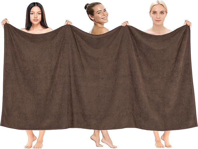 Cotton Paradise 100% Cotton 40x80 Oversized Bath Sheet, Extra Large Turkish Bath Towels for Bathroom, Brown Bathsheet