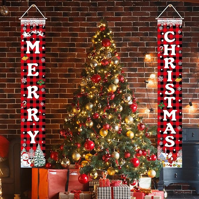 Christmas Decorations Merry Christmas Banner Xmas Porch Door Sign Welcome Banner for Wall Home Party Decor Christmas Decorations Indoor Outdoor