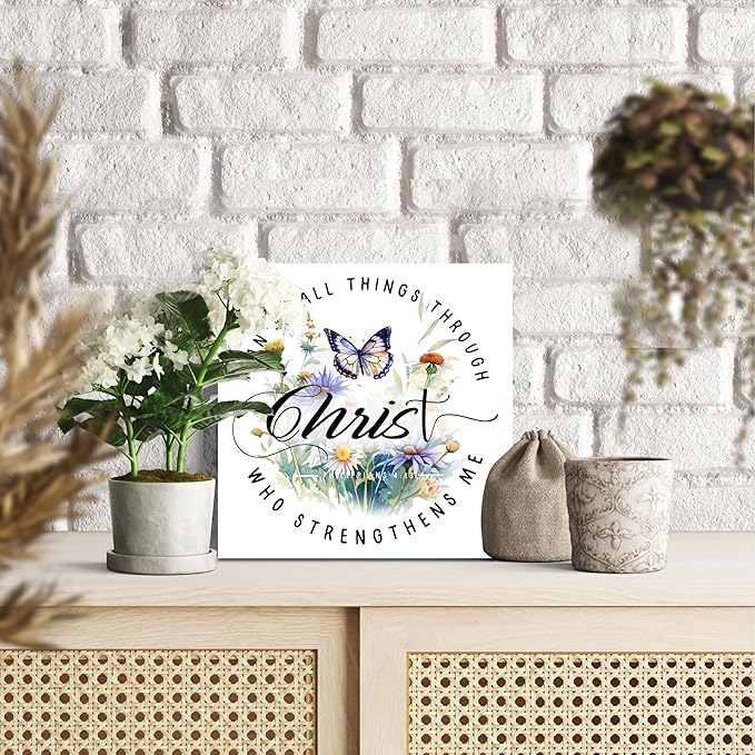 Christian Gifts, ‘I Can Do All Thing Through Christ’ Wooden Box Sign Decor, Thanksgiving, Christmas Gifts, Christian Decorations, Christian Home Décor Gifts for Family, Friends, etc.(058)