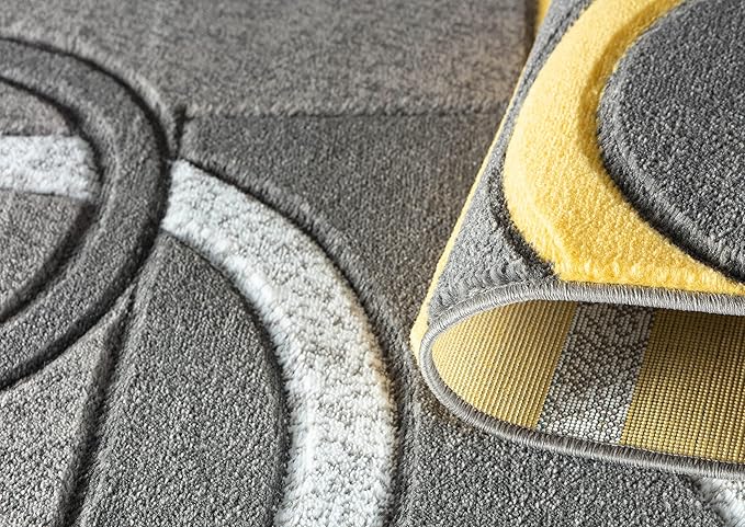 GLORY RUGS Area Rug Modern Soft Hand Carved Contemporary Floor Carpet with Premium Fluffy Texture for Indoor Living Dining Room and Bedroom Area (8x10, Yellow)