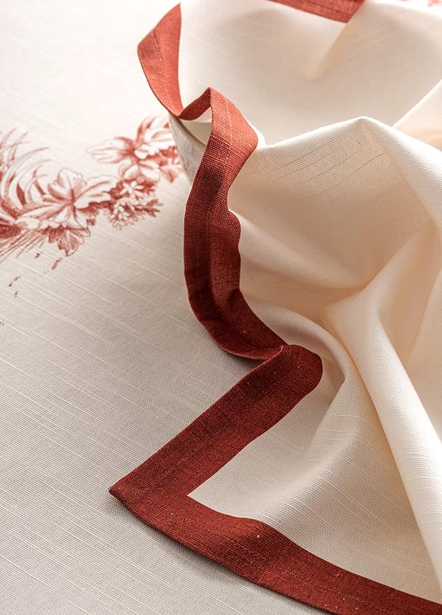 Maison d' Hermine Cloth Napkins Set of 4 100% Cotton Everyday Reusable Square Napkins Cloth Washable, Dinner, Party, Wedding, Restaurant (Holy Jouy - Red, 20" x 20")