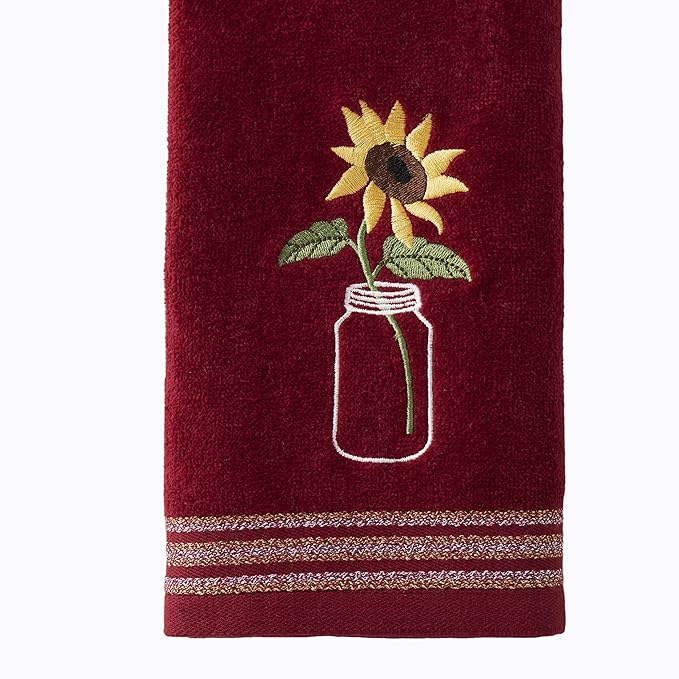 SKL Home by Saturday Knight Ltd. Sunflower In Jar 2 Pc Hand Towel Set, Wine