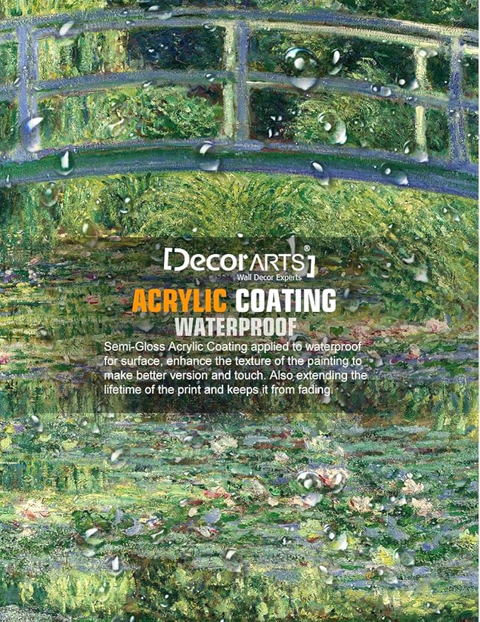 DECORARTS - The Japanese Bridge (The Water-Lily Pond), Claude Monet Art Reproduction. Giclee Canvas Prints Wall Art for Home Decor 16x20