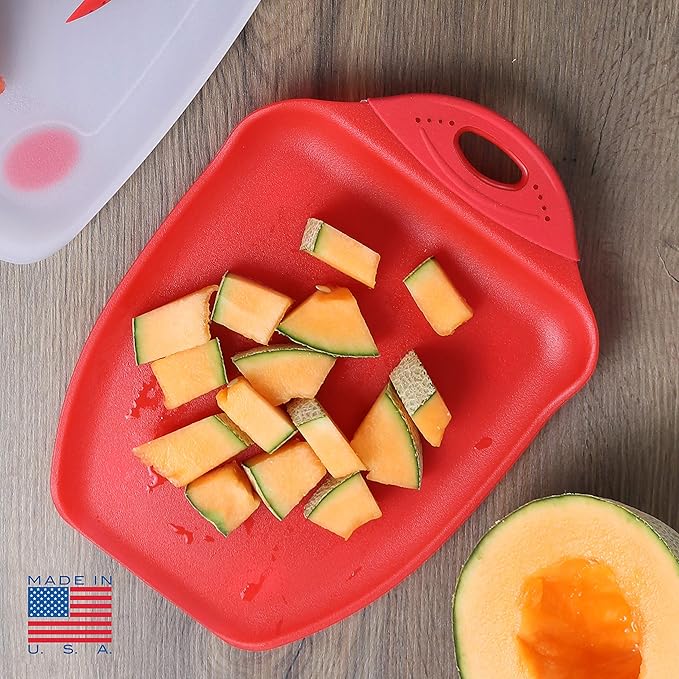 Dexas Chop & Scoop Cutting Board, 9.5 by 13 inches, Solid Red (322-J1795)