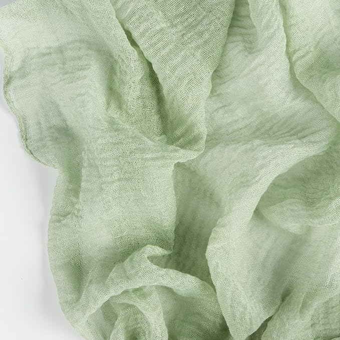 FEXIA Table Runner Sage Green Cheesecloth Table Runner 30x118 Inches for Baby Shower Decorations Spring Easter Decor Rustic Gauze for Wedding Bridal Shower First Communion Home Decor