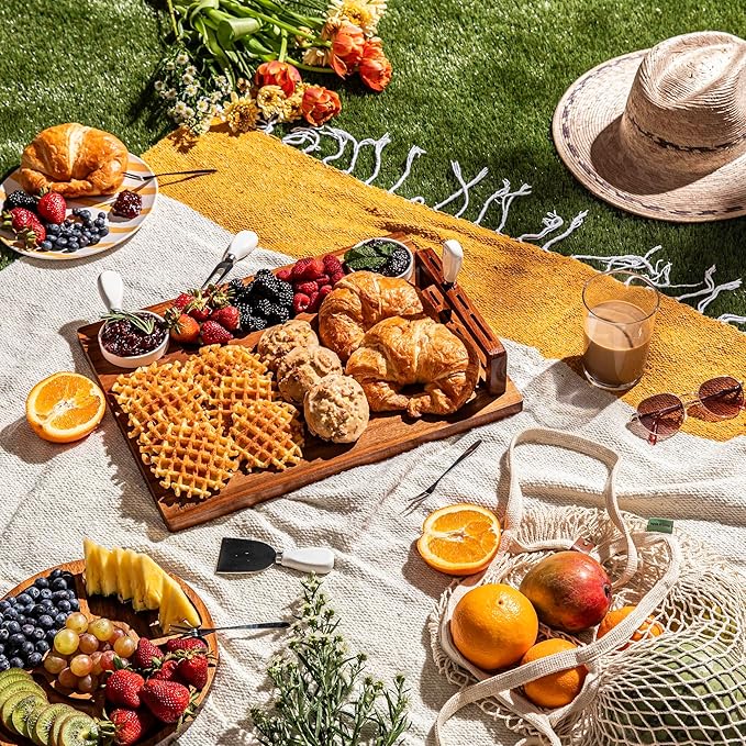 SMIRLY Charcuterie Boards Set - Large Acacia Cheese Board set - House Warming Gifts New Home, Wedding Gift for Couple, Bridal Shower Gift, Birthday Gifts for Women