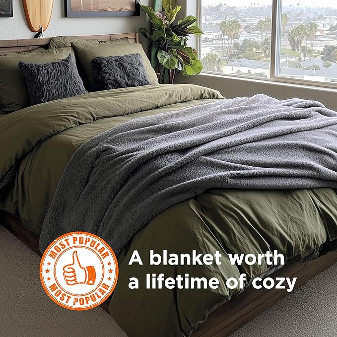 Bedsure Fleece Blanket Twin Blanket Grey - 300GSM Soft Lightweight Plush Cozy Twin XL Blankets for Bed, Sofa, Couch, Travel, Camping, 66 inch X 90 inch