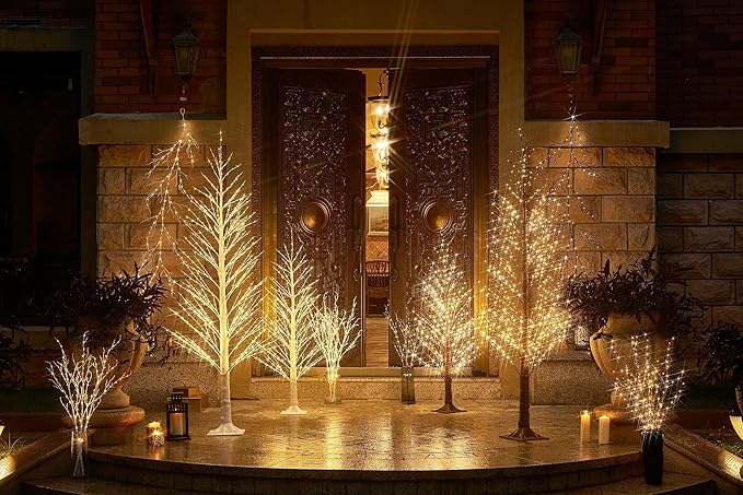 Birchlitland LED Alpine Trees 4FT 450L Warm White Fairy Lights, Lighted Trees for Indoor Outdoor Home Thanksgiving Christmas Holiday Decoration
