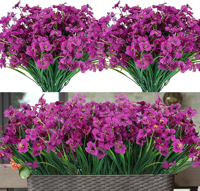 20 Bundles Artificial Flowers for Outdoors or Indoor Garden Home Decoration,No Fade Fake Flowers Faux Plants for Decoration Hanging Planters,Porch Window Box Garden Wedding Farmhouse Fake Plants