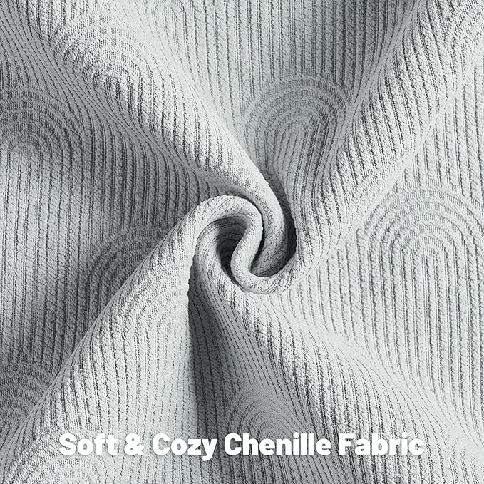 FUTEI Light Grey Chenille Decorative Throw Pillow Covers 26x26 Inch Set of 2,Soft Cozy Striped Geometric Patterns Euro Pillow Sham,Modern Home Decor for Couch Bed Living Room