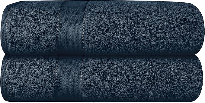 GLAMBURG 700 GSM Premium Cotton 2-Pack Oversized Extra Large Bath Sheet Set - 100% Combed Cotton - 2 Bath Sheets 35x70 - Luxury Hotel & Spa Quality - Durable Ultra Soft Highly Absorbent - Mineral Blue