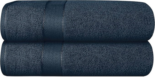 GLAMBURG 700 GSM Premium Cotton 2-Pack Oversized Extra Large Bath Sheet Set - 100% Combed Cotton - 2 Bath Sheets 35x70 - Luxury Hotel & Spa Quality - Durable Ultra Soft Highly Absorbent - Mineral Blue
