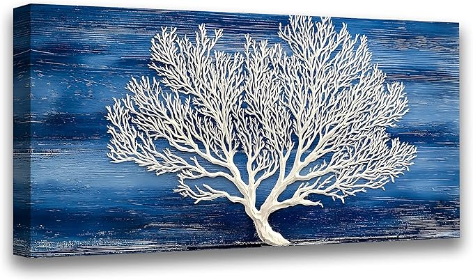 Abstract Wall Art Canvas Print White Tree Trunk Painting Bathroom Decor Paintings Modern Style Living Room Bedroom Office Home Kitchen Decor Nature Landscape Artwork Wooden Frame 20x40 Inches
