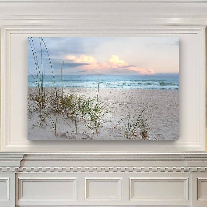 Renditions Gallery Home Wall Art Pictures Sunset View at Calm White Sandy Beach Canvas Hanging Prints for Living Room Office Walls - 12"X18" LT08