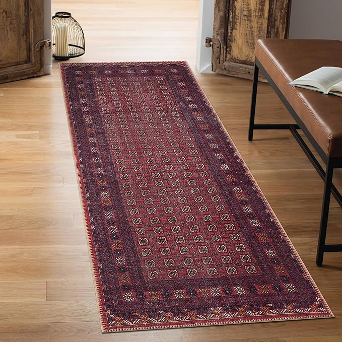 Keen Home Design 2x7 Rug - Machine Washable Runner Rug with Non-Slip Backing, Ideal for Hallway, Entryway, Kitchen, Laundry Room - Vintage, Easy Clean, Durable, Low Pile Rug - (2'6" x 7')