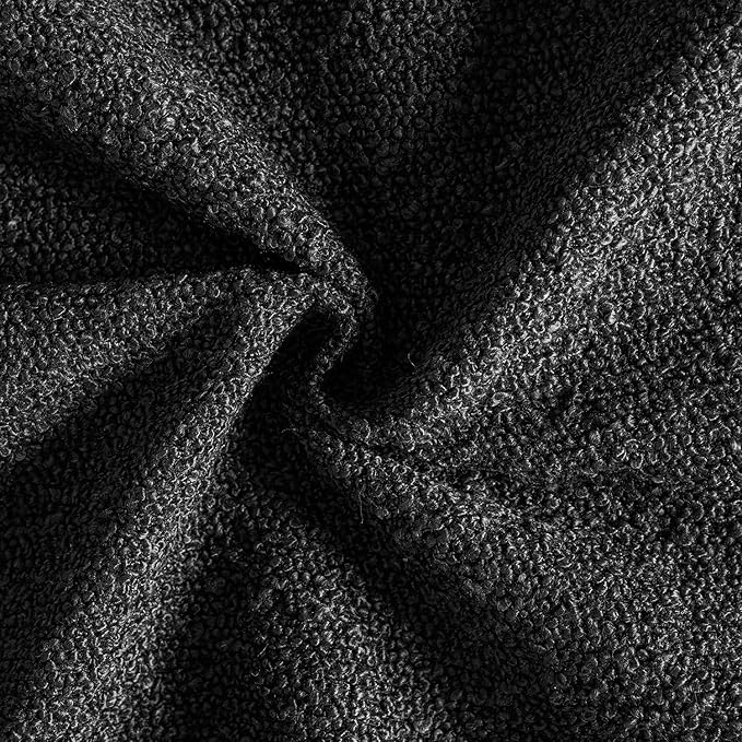 MIULEE 24x24 Decorative Euro Sham Throw Pillows for Bed Set of 2 Textured Boucle Neutral Throw Pillow Coverss Halloween Black Accent Solid Couch Pillowcase Cozy Soft Sofa Livingroom Home Decor