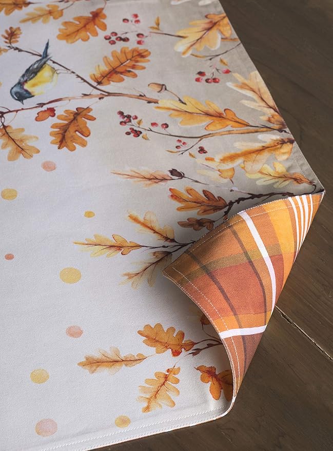 Maison d' Hermine Placemats Set of 4 100% Cotton Washable Cloth Place Mats, Reusable Table Mats for Kitchen Dining Decoration, Party, Wedding, Restaurant (Oak Leaves, 13" x 19")