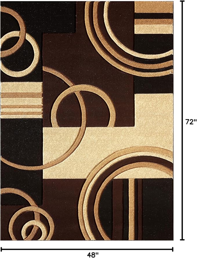 GLORY RUGS Area Rug Modern Soft Hand Carved Contemporary Floor Carpet with Premium Fluffy Texture for Indoor Living Dining Room and Bedroom Area (Brown, 4'x6')