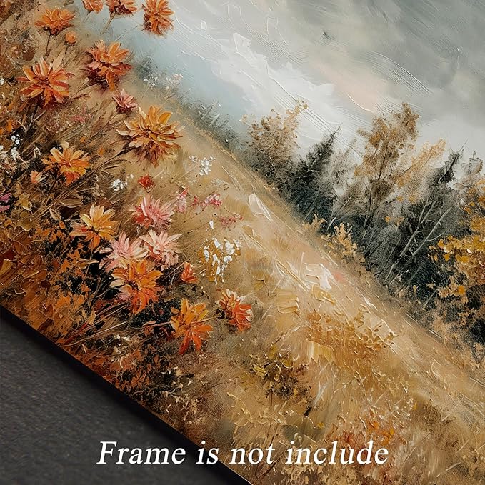 uniro Vintage Fall Landscape Wall Art Prints, Farmhouse Wall Decor Fall Wildflower Wall Painting Canvas Prints, Antique Autumn Nature Scenery Decor, Countryside Painting Picture Artwork for Bedroom Bathroom Kitchen decor ( 8" x 10"-UNFRAMED)