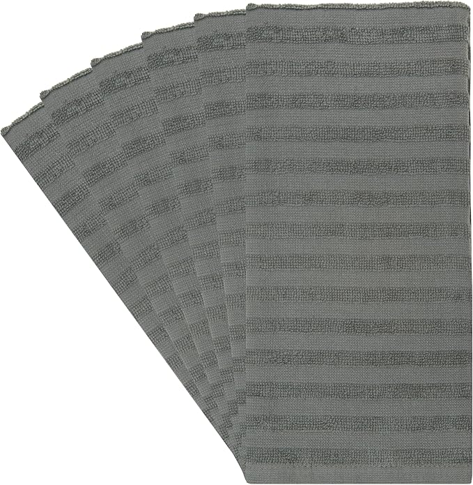 Premium Kitchen Towels, Solid Hand Towels (20”x 28”, 6 Pack) Highly Absorbent with Hanging Loop Anthracite