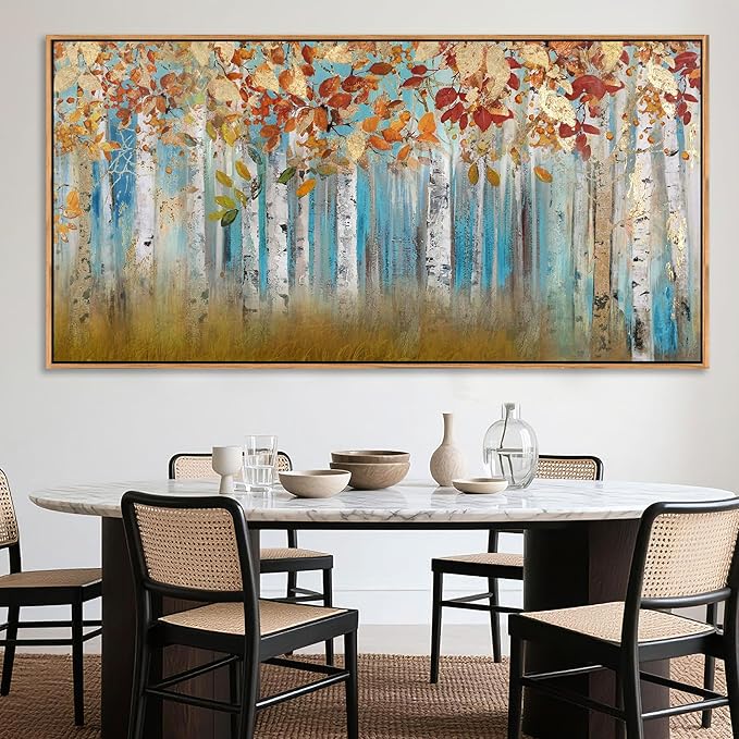 YCPRIMER Birch Tree Canvas Wall Art Landscape Yellow Picture Wall Decor for Living Room Large Bedroom Wall Decor Above Bed Artwork for Walls 29×58IN