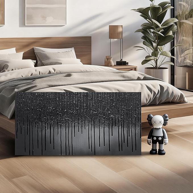 Abstract Canvas Wall Art for Living Room Black Painting Wall Art for Bedroom Modern Wall Decor for Office Size 20 x 40 Inch