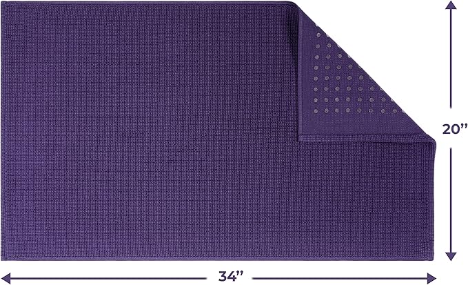 Cotton Paradise 100% Cotton Non Slip Bath Mats for Bathroom, 20x34 inch Soft Absorbent Quick Dry Machine Washable Floor Bath Mat, Purple Bath Rug