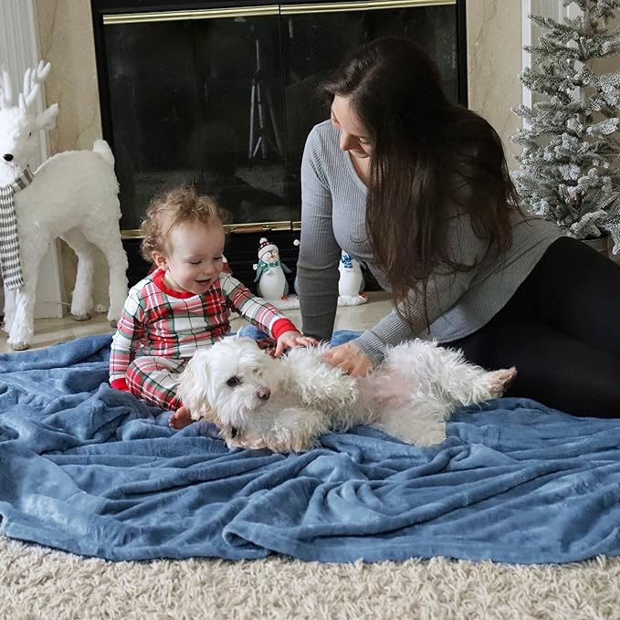 Bedsure GentleSoft Fleece Blankets King Size Washed Blue - Bed Blanket Soft Lightweight Plush Cozy Fuzzy Luxury Microfiber, 108x90 inches