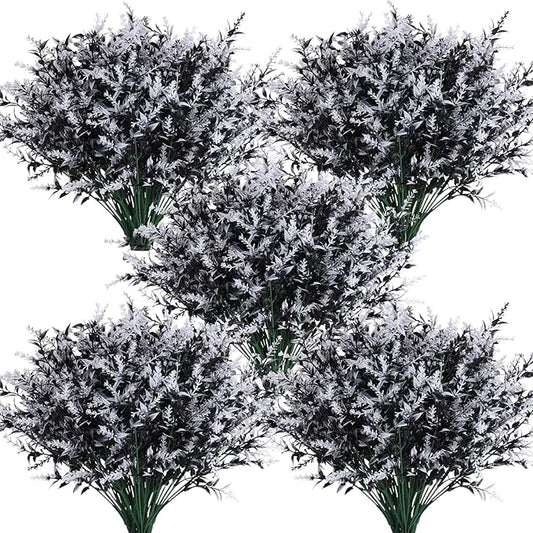 RECUTMS Artificial Plants Outdoor Artificial Outdoor Flowers UV Flowers Outdoor Artificial Greenery for Flower Arrangements Indoor Outside Hanging Plants Garden Porch Window Home Farmhouse Décor(B+W)