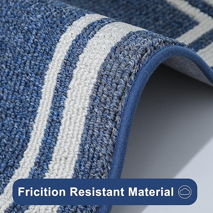 COSY HOMEER Kitchen Rugs Non-Slip 24x35/24x60 Inch Thick Polypropylene Standing Mat for Home Machine Washable, Blue