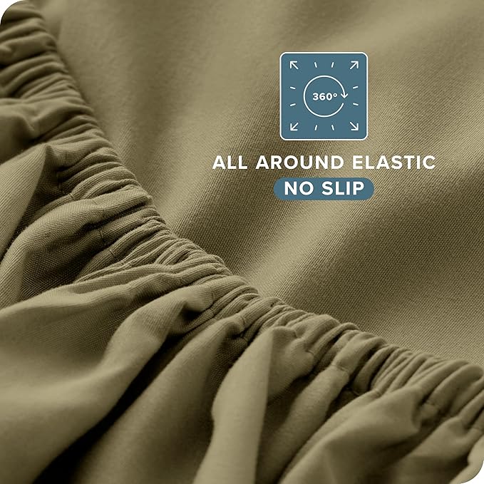 Bare Home Ultra-Soft Twin XL Sheet Set - Luxury 1800 - Hydro-Brushed - Deep Pockets - Easy Fit - 3 Piece Set - Bed-ding Sheets & Pillowcases (Twin XL, Olive)