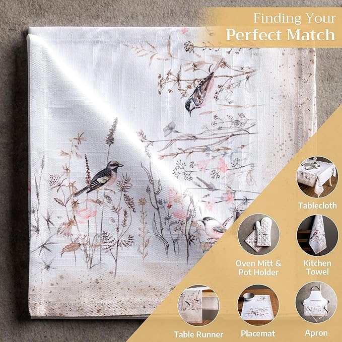 Maison d' Hermine Cloth Napkins Set of 4 100% Cotton Everyday Reusable Square Napkins Cloth Washable, Dinner, Party, Wedding, Restaurant, Spring/Summer (Meadow Florals - Brown, 20" x 20")