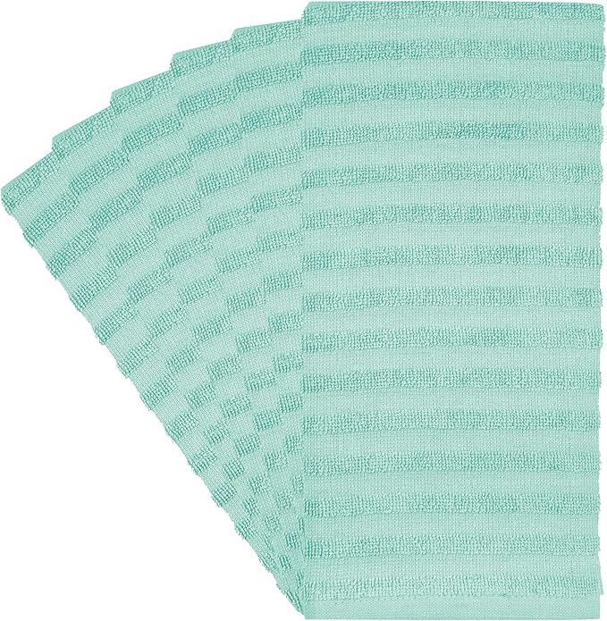 Premium Kitchen Towels (20”x 28”, 6 Pack) | Large Solid Cotton Hand Towels | 400 GSM | Highly Absorbent Dish Cloths with Hanging Loop | Aqua