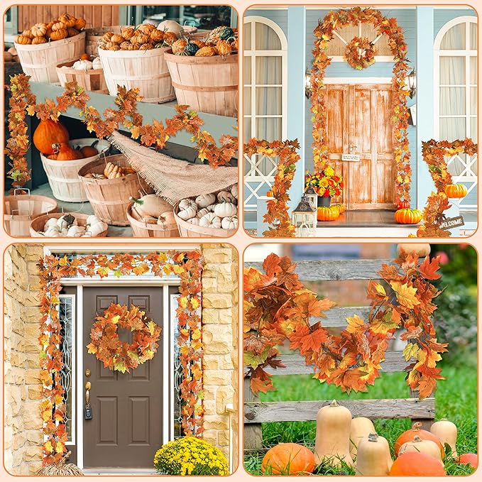 8 Pack Fall Garland Maple Leaf Clearance, Helifall1-8