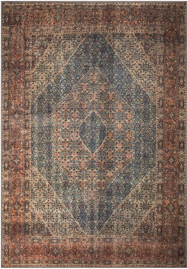 Keen Home Design 2x12 Rug - Machine Washable Runner Rug with Non-Slip Backing, Ideal for Hallway, Entryway, Kitchen, Laundry Room - Vintage, Easy Clean, Durable, Low Pile - (2'6" x 12')