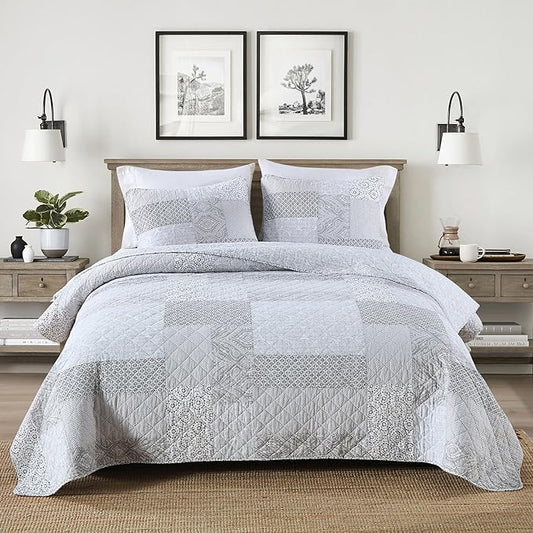 Secgo King Size Comforter Set- 100% Cotton Quilt King Size Set, Green, Sage bedspreads (96 * 108 Inch) with 2 Pillow Shams, Patchwork Reversible Lightweight Bedding