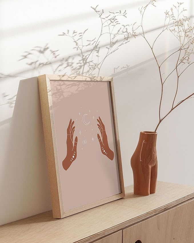 HAUS AND HUES Astrology Posters and Celestial Hands on Sides Decor - Room Decor and Spiritual Posters and Prints, Sun and Moon Wall Art Astrology Wall Decor, Boho Artworks (Unframed 16x20)