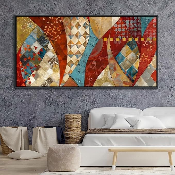 YDYSUNE Extra Large Wall Art vintage Red and gold Picture mixed media Painting Modern Artwork abstract for Living Room Bedroom Dinning Room Home Office Wall Decor 29x58