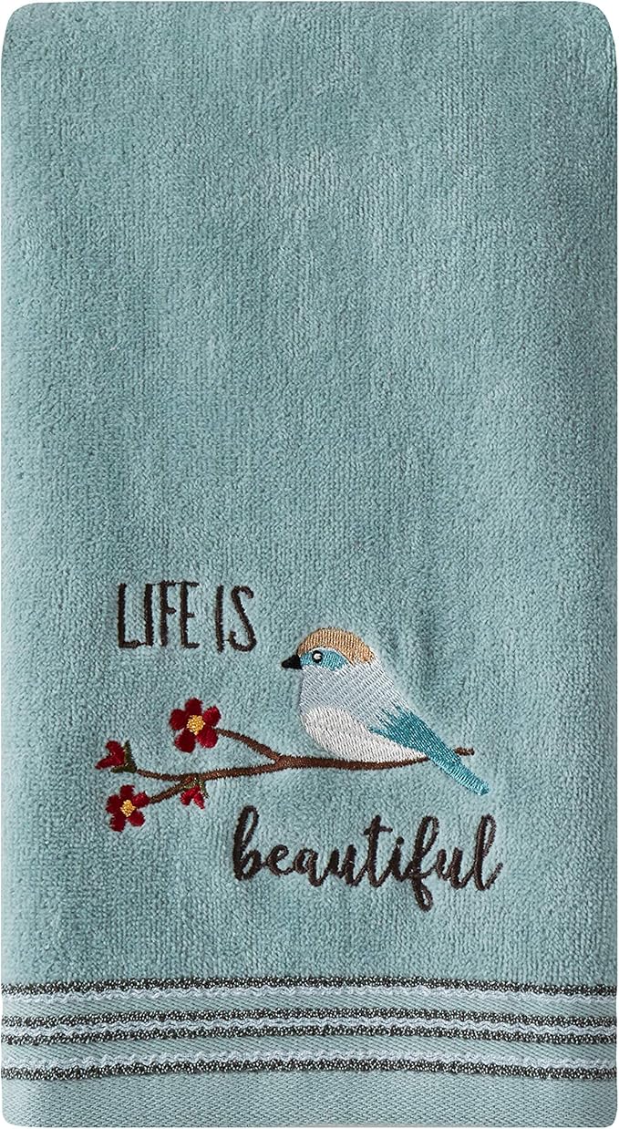 SKL Home by Saturday Knight Ltd. Life Is Beautiful 2 Pc Hand Towel Set, Aqua